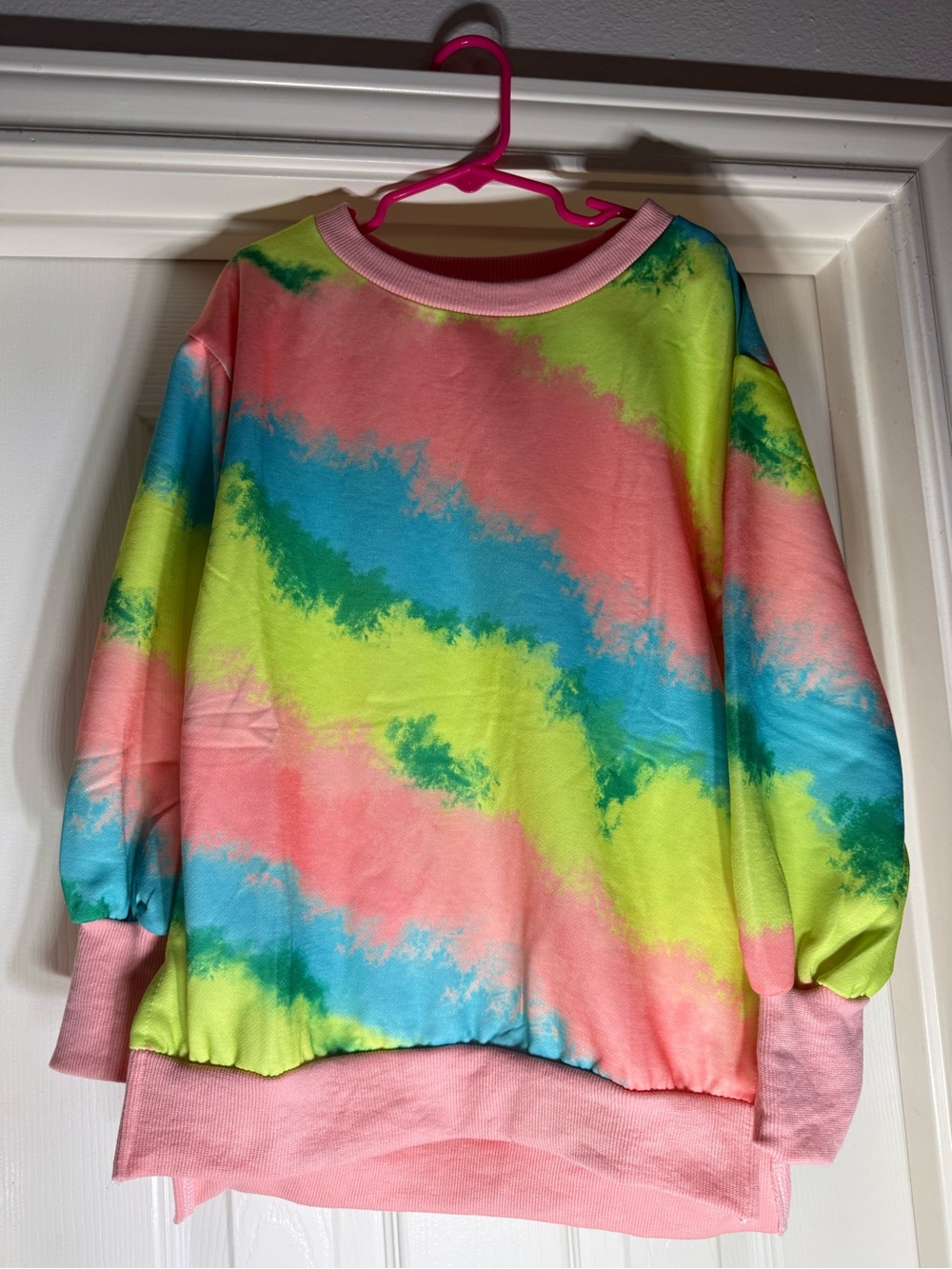 Kids Tie-Dye Pullover Sweatshirt - Pink, Blue & Lime